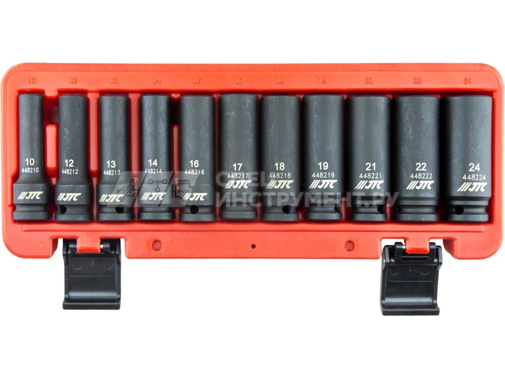 Набор головок торцевых глубоких ударных 6-гранных 1/2" 10-24мм 11пр.