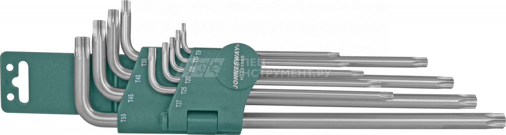 Комплект угловых ключей "TORX" EXTRA LONG Т9-Т50, 10 предметов S2 материал