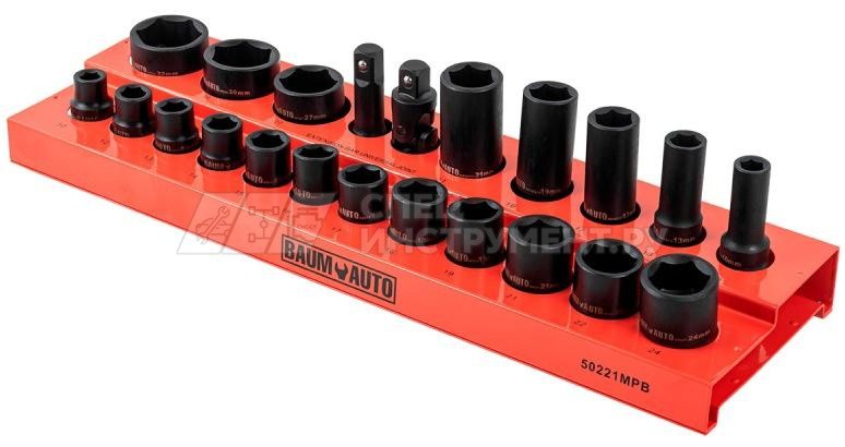 Головки ударные 1/2", набор 22 пр. (6-гр.)