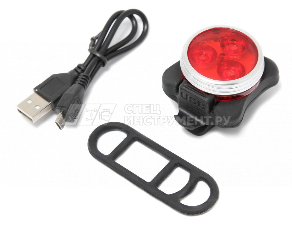 Фонарь LED задний круглый велосипедный (красный, 4 режима)