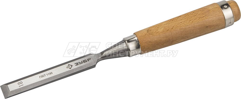 Стамеска-долото ЗУБР "ЭКСПЕРТ" с деревянной ручкой, хромованадиевая, 18мм