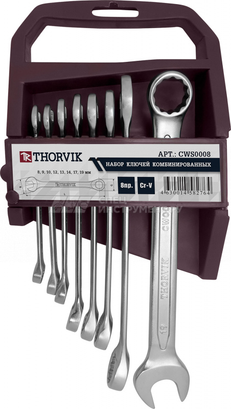 Набор ключей комбинированных на пластиковом держателе 8-19 мм, 8 предметов