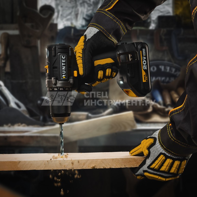 Дрель-шуруповерт аккумуляторная RUNTEC PRO 13 мм,20В, 2*2Ач, 55Нм