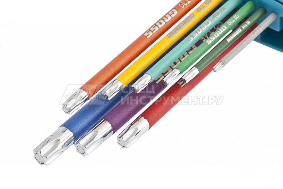 Набор ключей имбусовых TORX-TT, 9 шт: T10-T50, магнит, S2, экстра-длин,, хром/краска 9 шт,