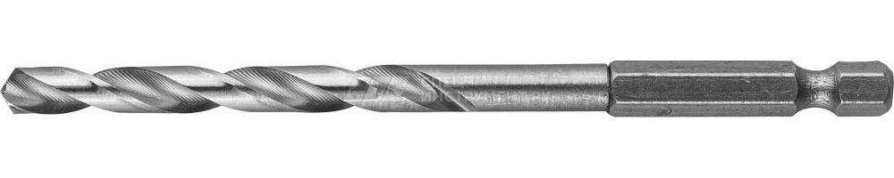 Сверло ЗУБР "ЭКСПЕРТ" по металлу шестигранный хвостовик 1/4", быстрорежущая сталь Р6М5, 5х104мм