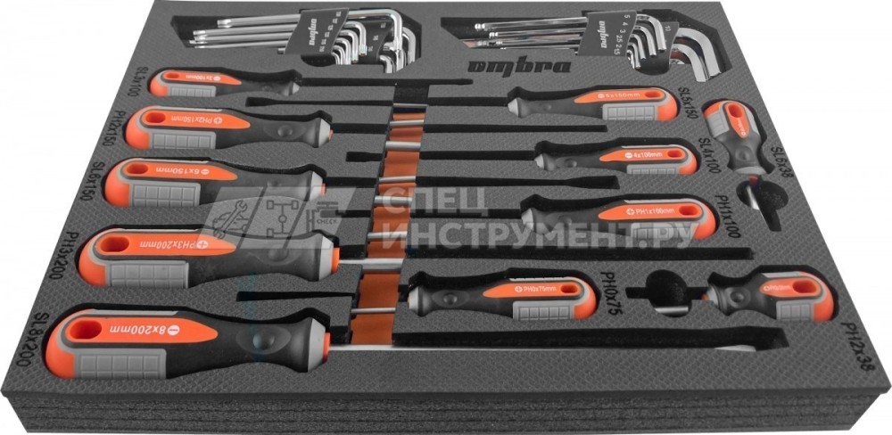 OMT29STE Набор отверток стержневых ROUND GRIP и торцевых ключей в EVA ложементе 280х375 мм, 29 предметов