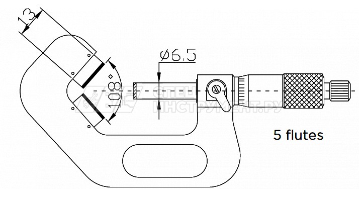 Микрометр с призматической пяткой 108° 0,01 мм, 5-25 мм