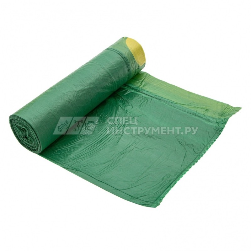 Пакеты для мусора с завязками 35 л x 15 шт. зеленые, Home// Palisad